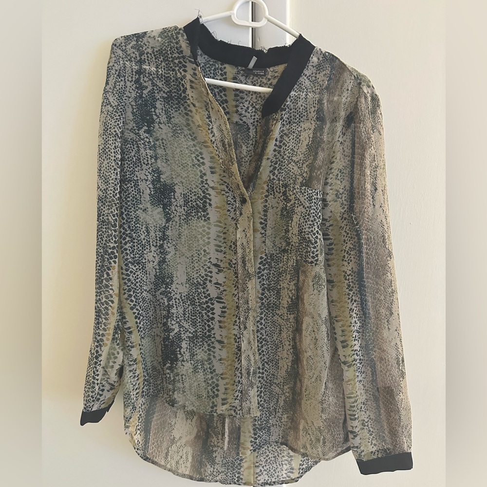 Snakeskin Long Sleeve Blouse